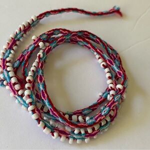 Andean Wool and beads | Waist Wrap, Head Wrap, Bracelet | Colorful Inca weaving.
